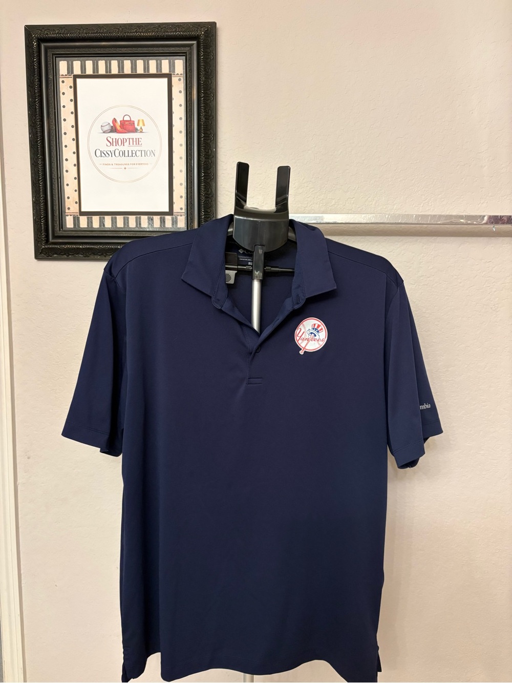 Columbia Golf NY Yankees Polo Shirt Mens XL Navy Blue Performance Polo Omni-Wick
